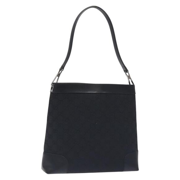 GUCCI GG Canvas Shoulder Bag Black Silver - Picture 1 of 16